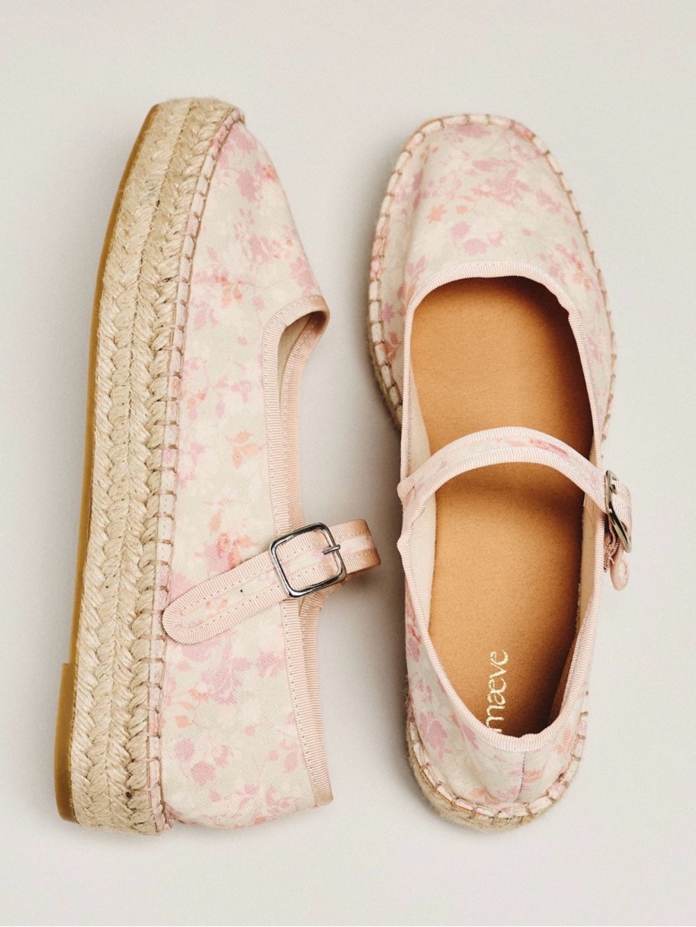 Anthropologie Maeve Pink Floral Mary Jane Espadrille Flats EU 41